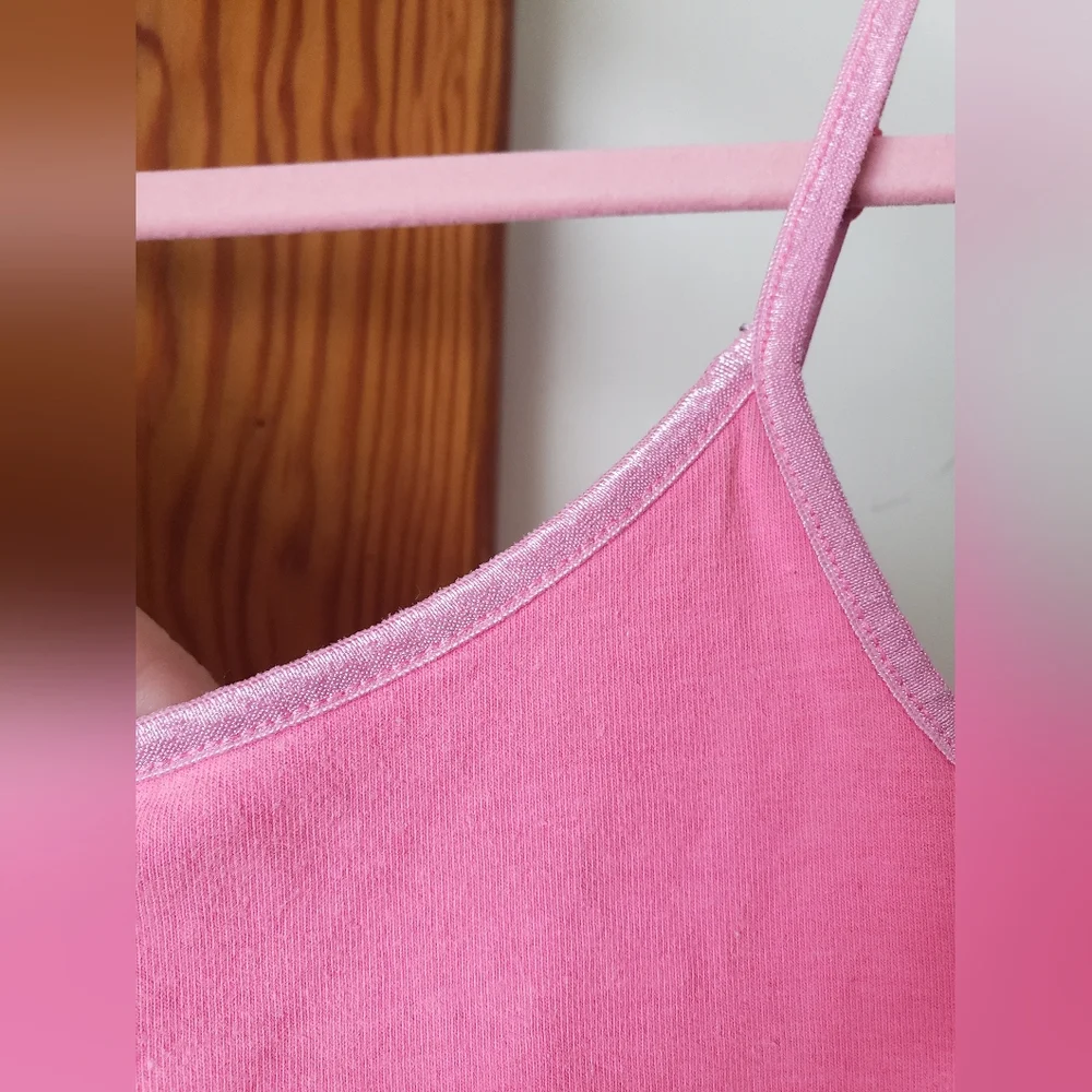 Justice Neon Pink Camisole Spagetti Strap Tank Top Built In Bra 10